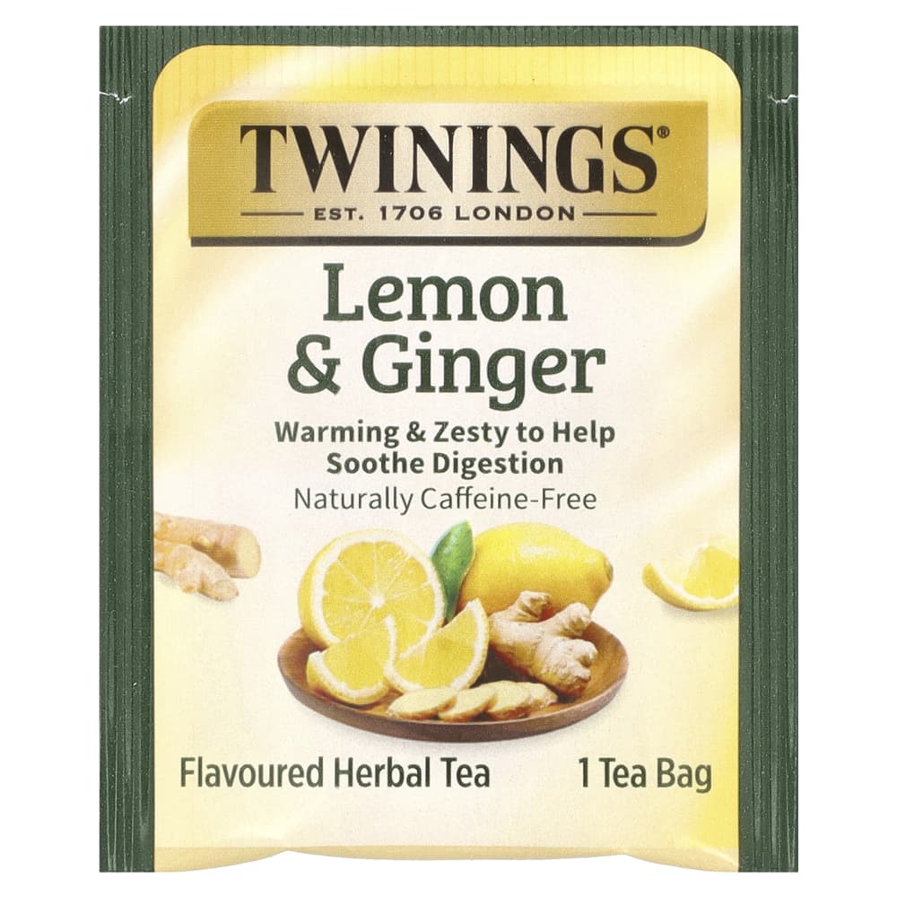 Twinings
Flavored Herbal Tea, Lemon & Ginger, Caffeine Free, 20 Tea Bags, 1.06 oz (30 g)