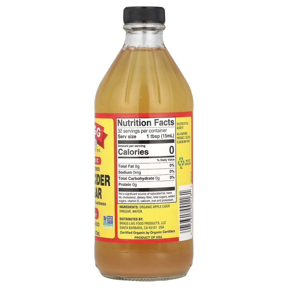 Bragg
Organic Apple Cider Vinegar with The 'Mother', 16 fl oz (473 ml)