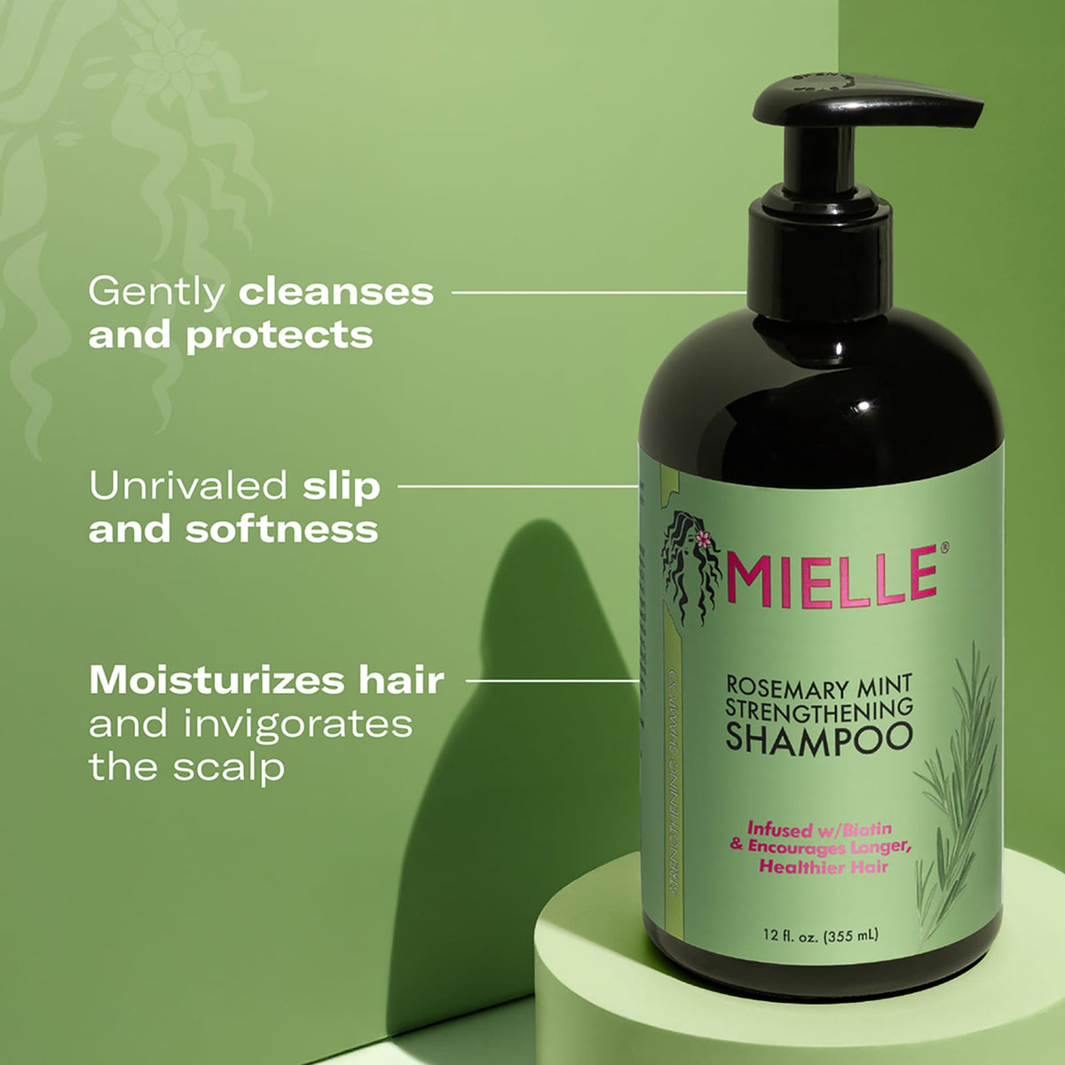Mielle
Strengthening Shampoo, Rosemary Mint, 12 fl oz (355 ml)