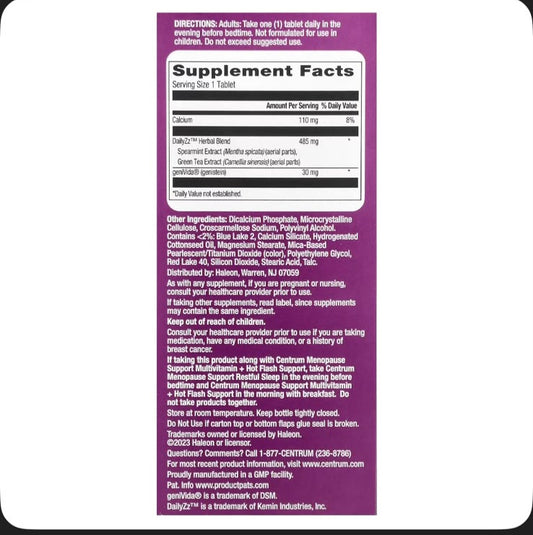 Centrum
Menopause Support, Restful Sleep, 28 Tablets