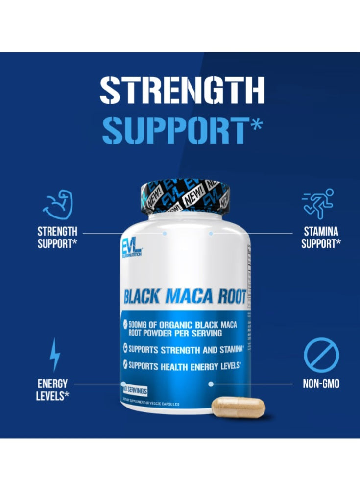 EVLution Nutrition
Black Maca Root, 60 Veggie Capsules