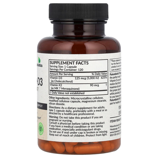 Futurebiotics
Vitamin K2 + D3 , 120 Capsules