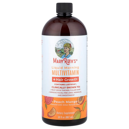 MaryRuth's
Liquid Morning Multivitamin + Hair Growth, Peach Mango, 30 fl oz (887 ml)