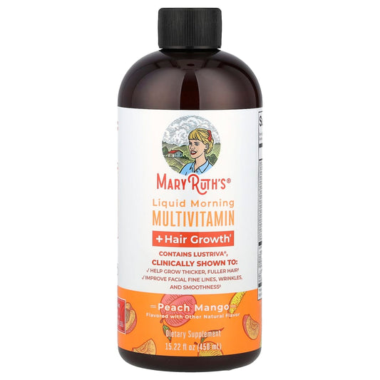 MaryRuth's
Liquid Morning Multivitamin + Hair Growth, Peach Mango, 15.22 fl oz (450 ml)