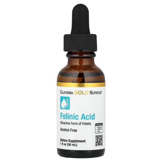California Gold Nutrition
Folinic Acid, Alcohol Free, 1 fl oz (30 ml)