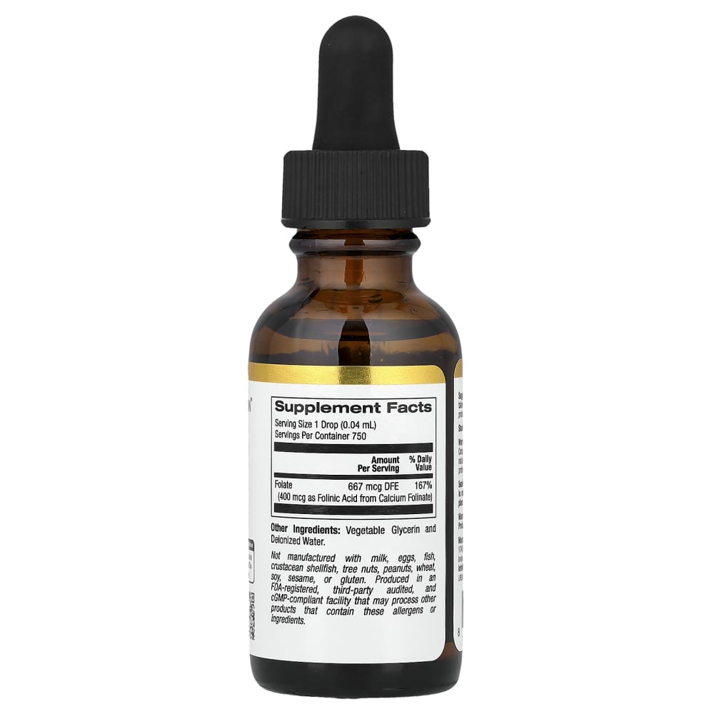 California Gold Nutrition
Folinic Acid, Alcohol Free, 1 fl oz (30 ml)