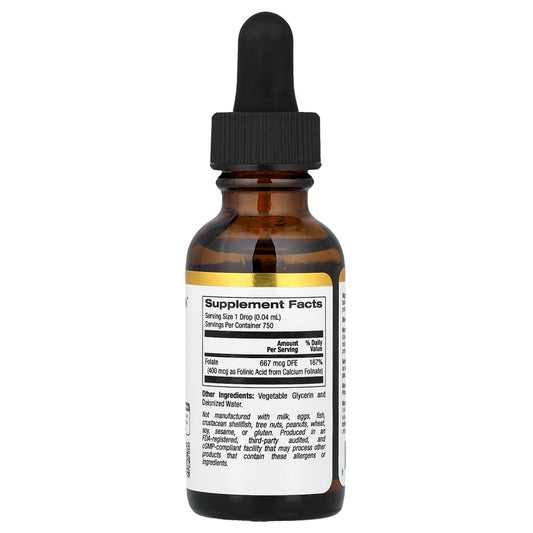 California Gold Nutrition
Folinic Acid, Alcohol Free, 1 fl oz (30 ml)