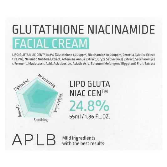APLB
Glutathione Niacinamide, Facial Cream, 1.86 fl oz (55 ml)