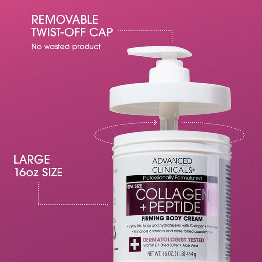 Advanced Clinicals
Collagen + Peptide Firming Body Cream , 16 oz (454 g)