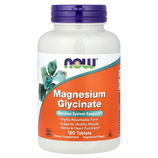 NOW Foods
Magnesium Glycinate, 180 Tablets (100 mg per Tablet)