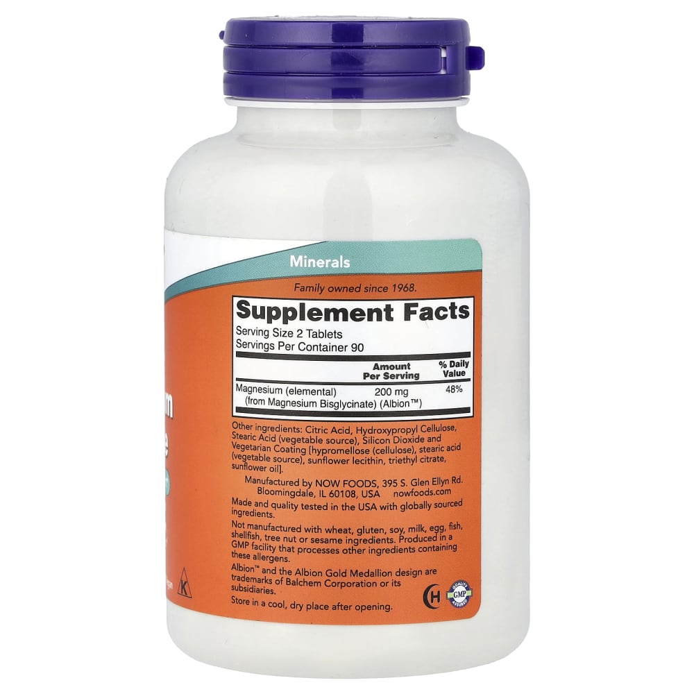 NOW Foods
Magnesium Glycinate, 180 Tablets (100 mg per Tablet)