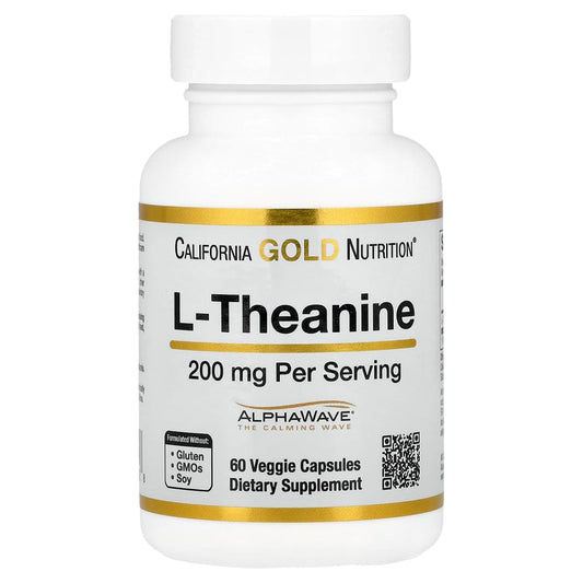 California Gold Nutrition
L-Theanine, Featuring AlphaWave®, 200 mg, 60 Veggie Capsules