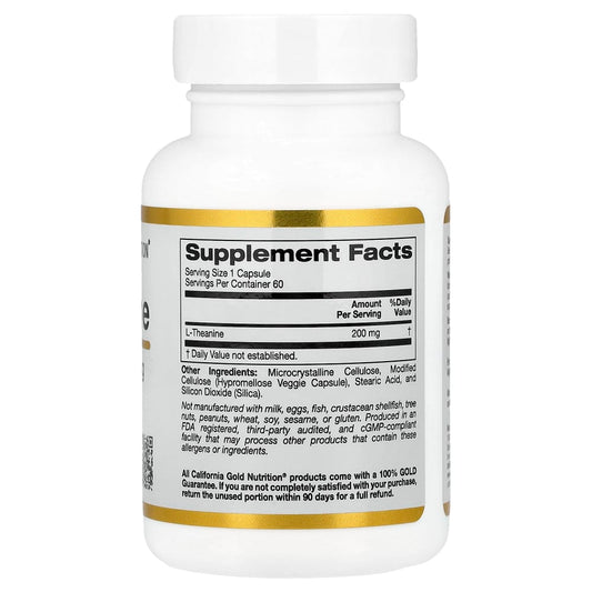 California Gold Nutrition
L-Theanine, Featuring AlphaWave®, 200 mg, 60 Veggie Capsules