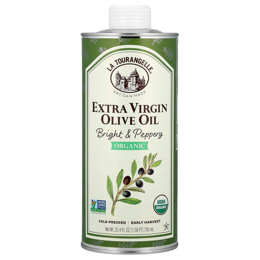 La Tourangelle
Organic Extra Virgin Olive Oil, Bright & Peppery, 25.4 fl oz (750 ml)