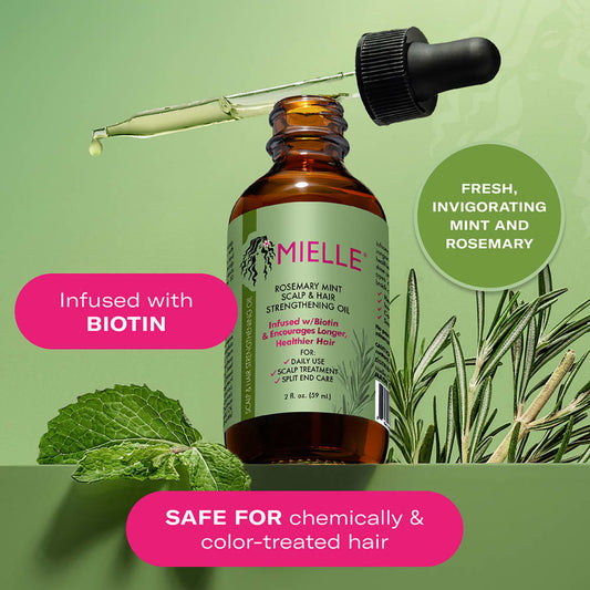 Mielle
Scalp & Hair Strengthening Oil, Rosemary Mint, 2 fl oz (59 ml)