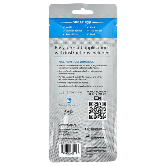 Strengthtape
Kinesiology Tape, Foot & Ankle, 6 Precut Strips