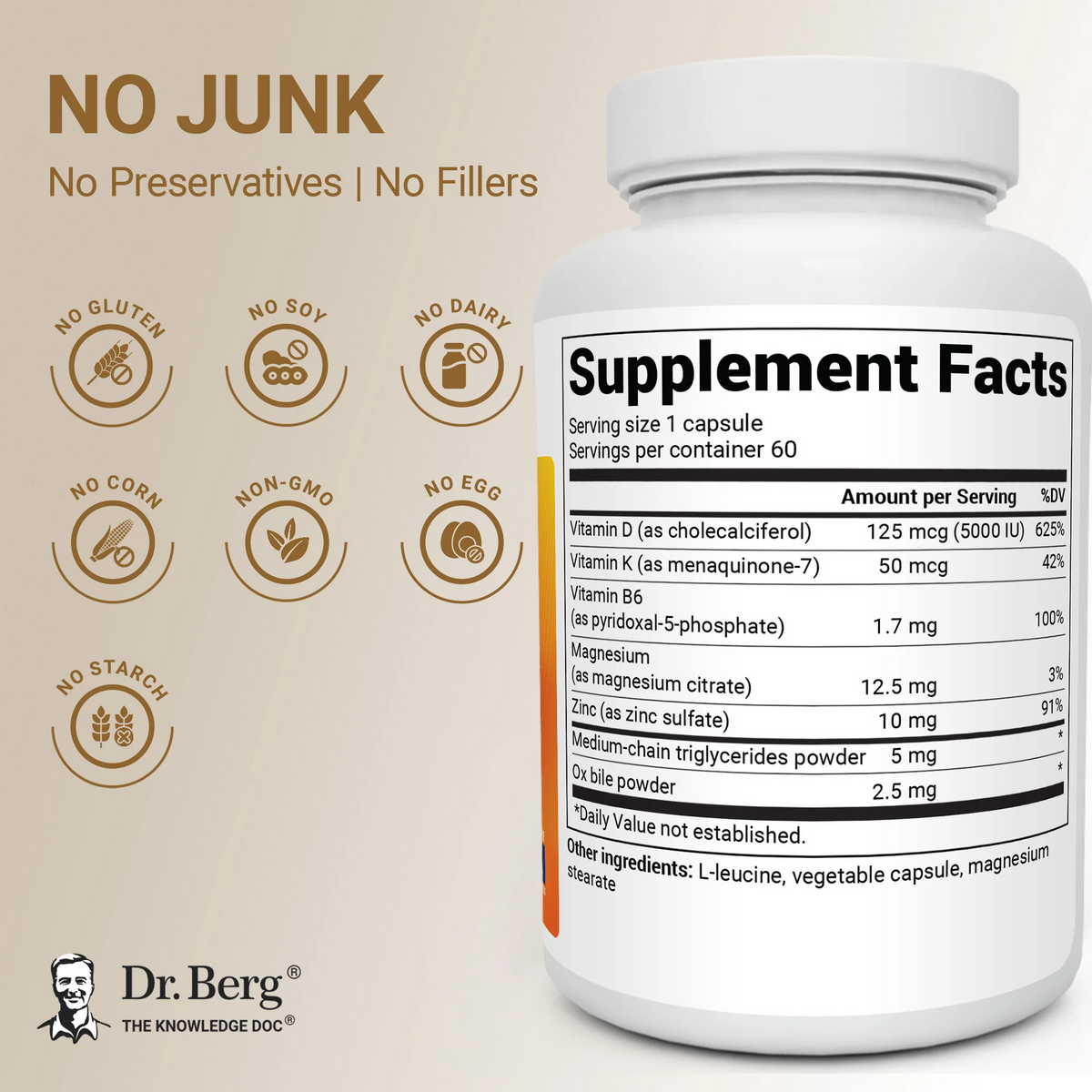 Dr.Berg D3 & K2 Vitamin 5,000 IU