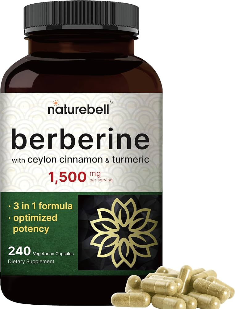 NatureBell Berberine Supplement 1,500mg with Ceylon Cinnamon & Turmeric Root, 480 Veggie Capsules