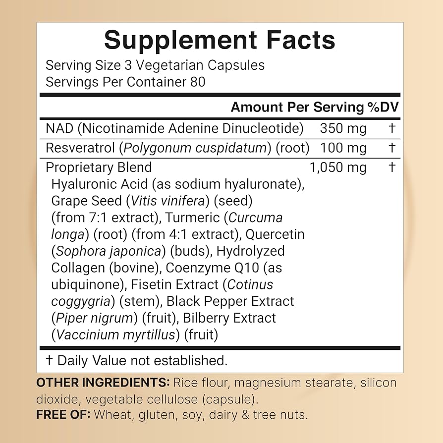 NatureBell NAD+ 11-in-1 Complex 1,500 mg Per Serving, 240 Veggie Capsules