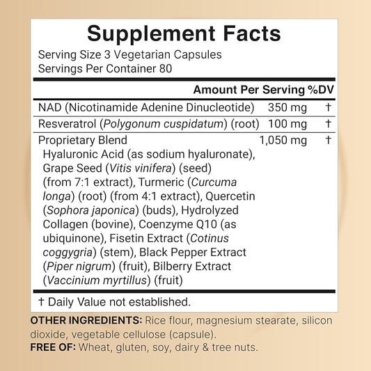 NatureBell NAD+ 11-in-1 Complex 1,500 mg Per Serving, 240 Veggie Capsules