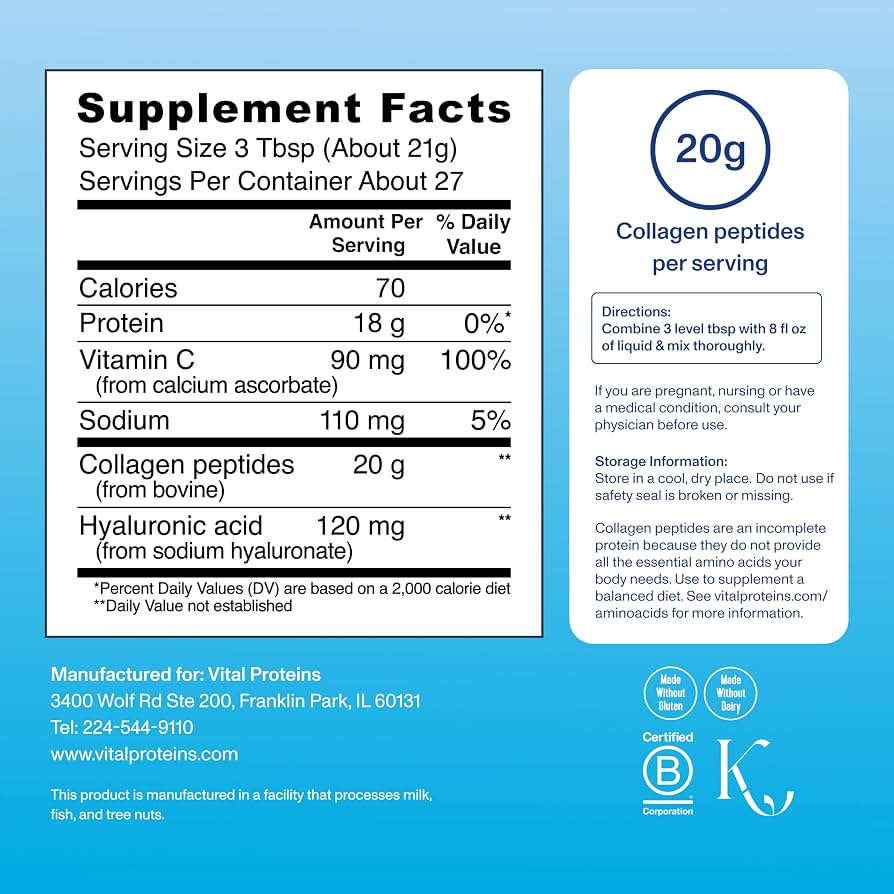 Vital Proteins Collagen Peptides Powder Advanced, Unflavoured, 567 g
