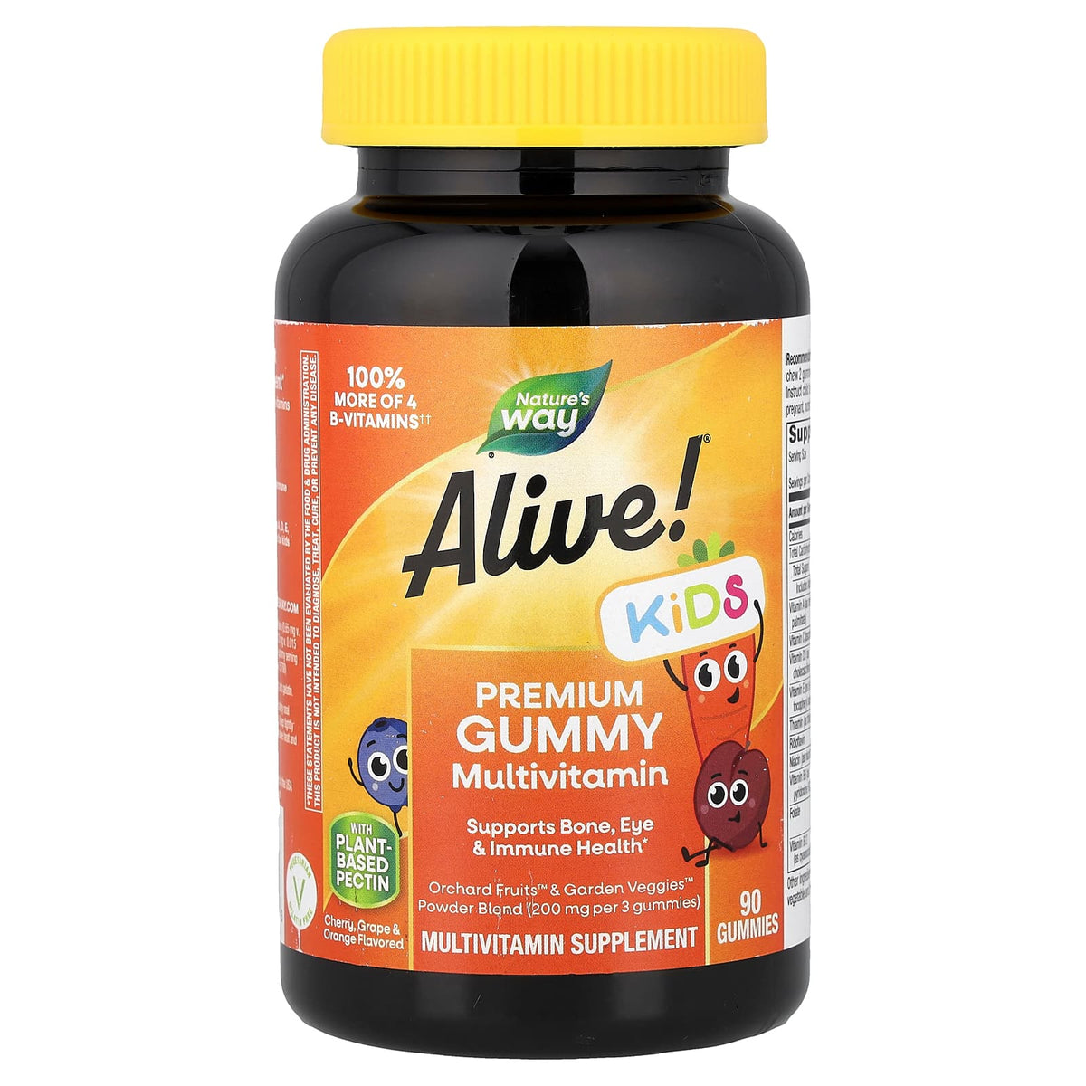 Nature's Way
Alive!® Kids, Premium Gummy Multivitamin, Cherry, Grape & Orange, 90 Gummies