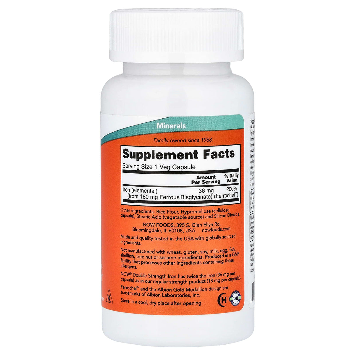 NOW Foods
Iron, 36 mg, 90 Veg Capsules