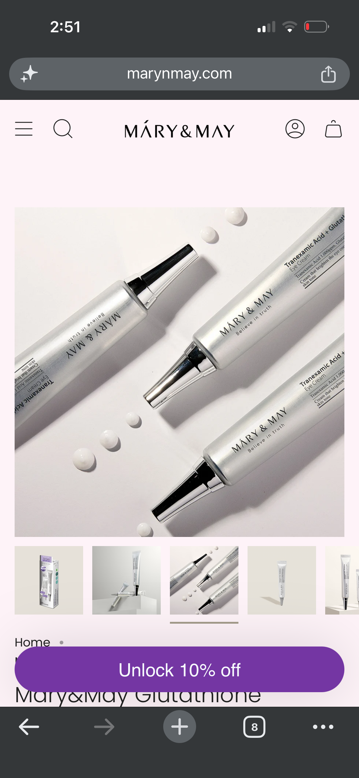 Mary & May Tranexamic Acid + Glutathione Eye Cream, 12 g