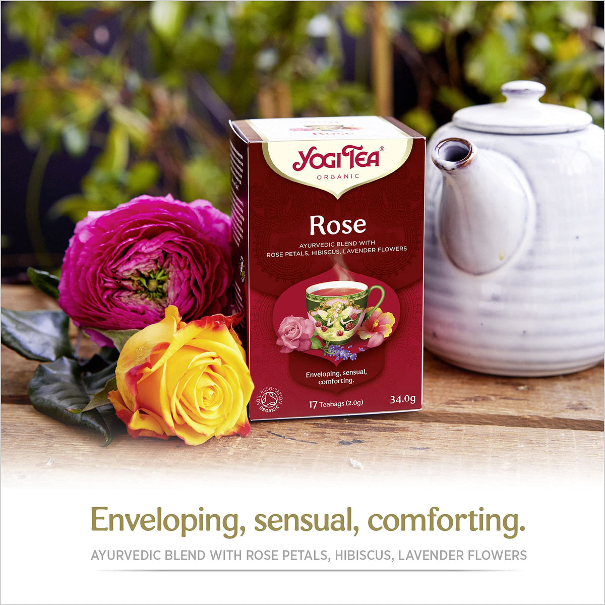 Yogi Tea Rose Organic Herbal Tea, Hibiscus & Lavender, 17 Bags