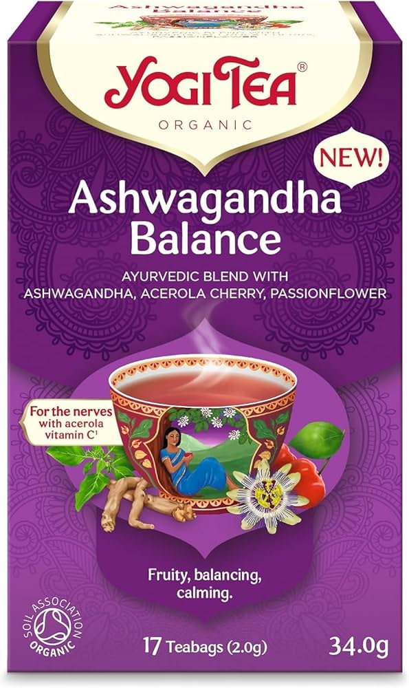 Yogi Tea Organic Balance Ashwagandha, Cherry & Passionflower Herbal Tea, 17 Tea Bags