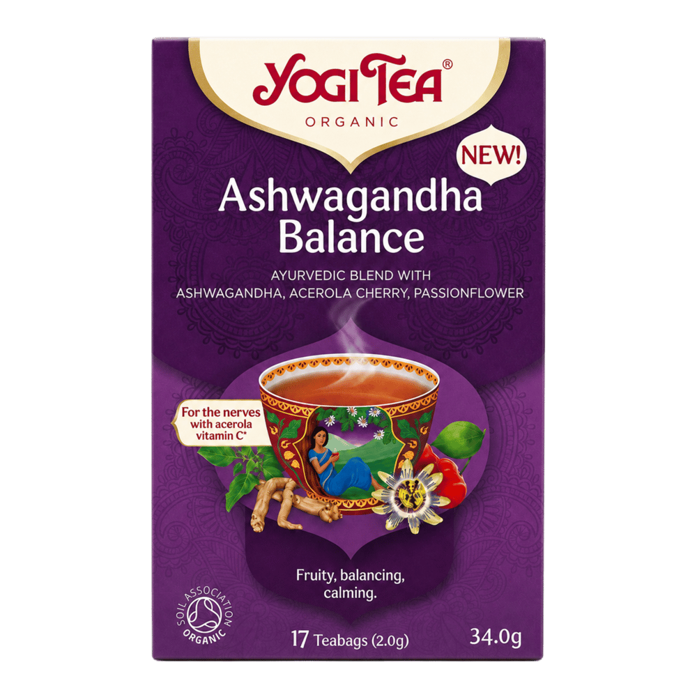 Yogi Tea Organic Balance Ashwagandha, Cherry & Passionflower Herbal Tea, 17 Tea Bags