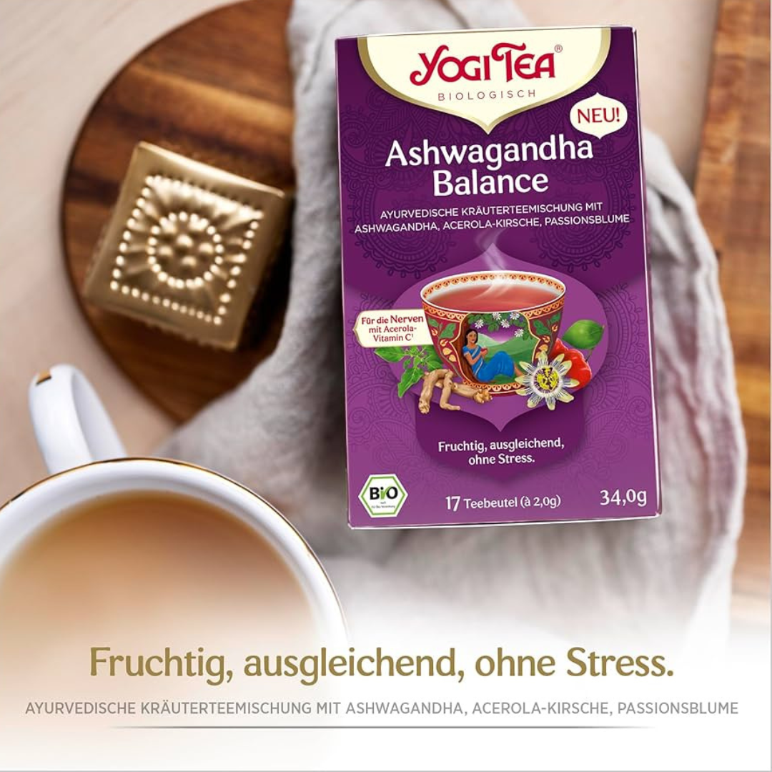 Yogi Tea Organic Balance Ashwagandha, Cherry & Passionflower Herbal Tea, 17 Tea Bags