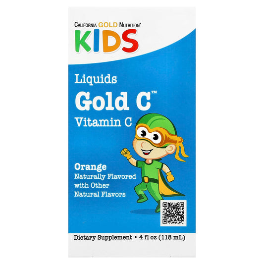 California Gold Nutrition
Kids Gold C™, Liquid Vitamin C, Orange, 4 fl oz (118 ml)