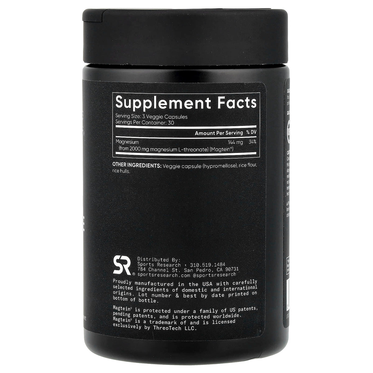Sports Research
Magtein®، إل-ثريونات المغنيسيوم، 90 كبسولة نباتية (666 ملغ لكل كبسولة)
