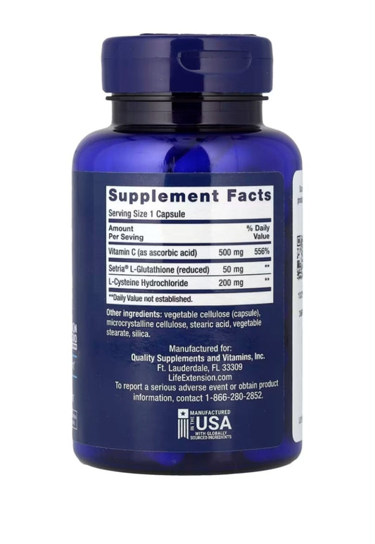 Life Extension
Glutathione, Cysteine & C, 100 Capsules