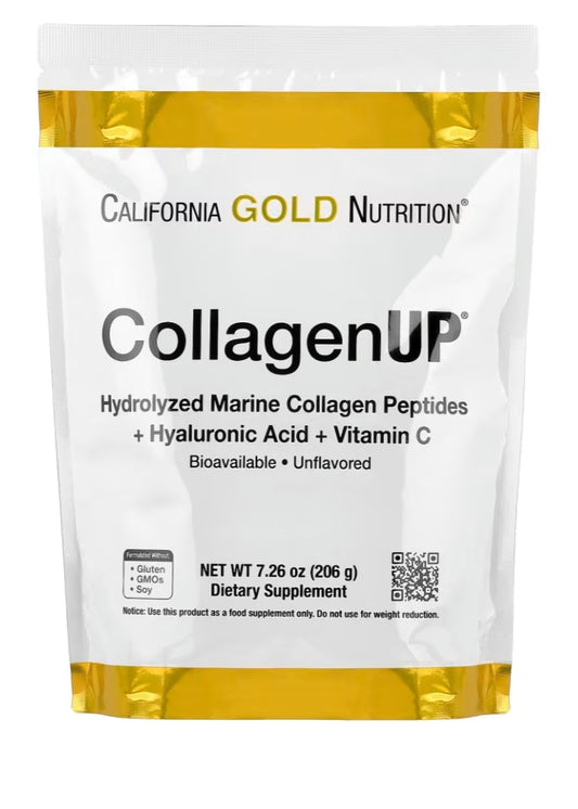 California Gold Nutrition CollagenUP®, Hydrolyzed Marine Collagen Peptides with Hyaluronic Acid and Vitamin C, Unflavored, 7.26 oz (206 g)