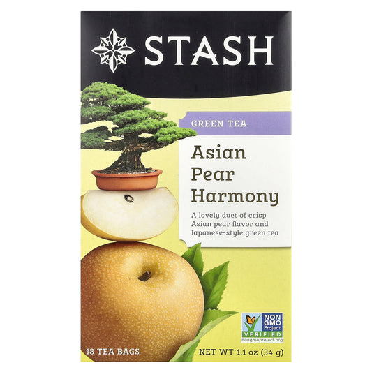 Stash Tea
Green Tea, Asian Pear Harmony, 18 Tea Bags, 1.1 oz (34 g)